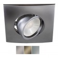 Foco basculante cuadrado empotrar 105mm, para Lámpara GU10/MR16, Níquel Mate, Cuero ó Titanio